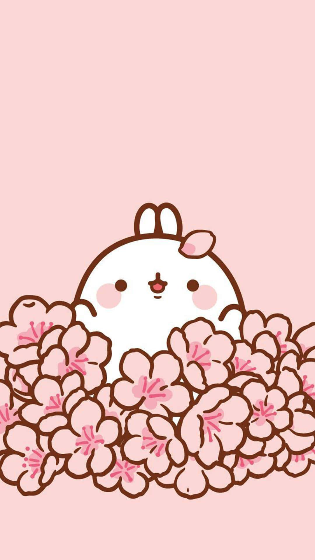 Download Cute Kawaii Molang With Flowers Wallpaper