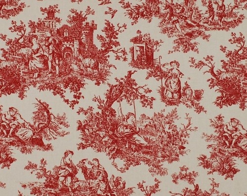 Sweet Pastimes Red And Cream Toile Swatches