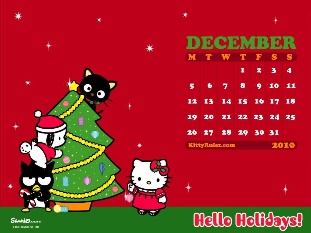On Kittyrulez Hello Kitty December Desktop Calendar Wallpaper