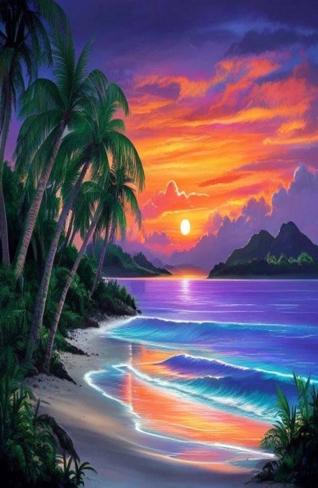 Tropical Island Sunset Wallpaper
