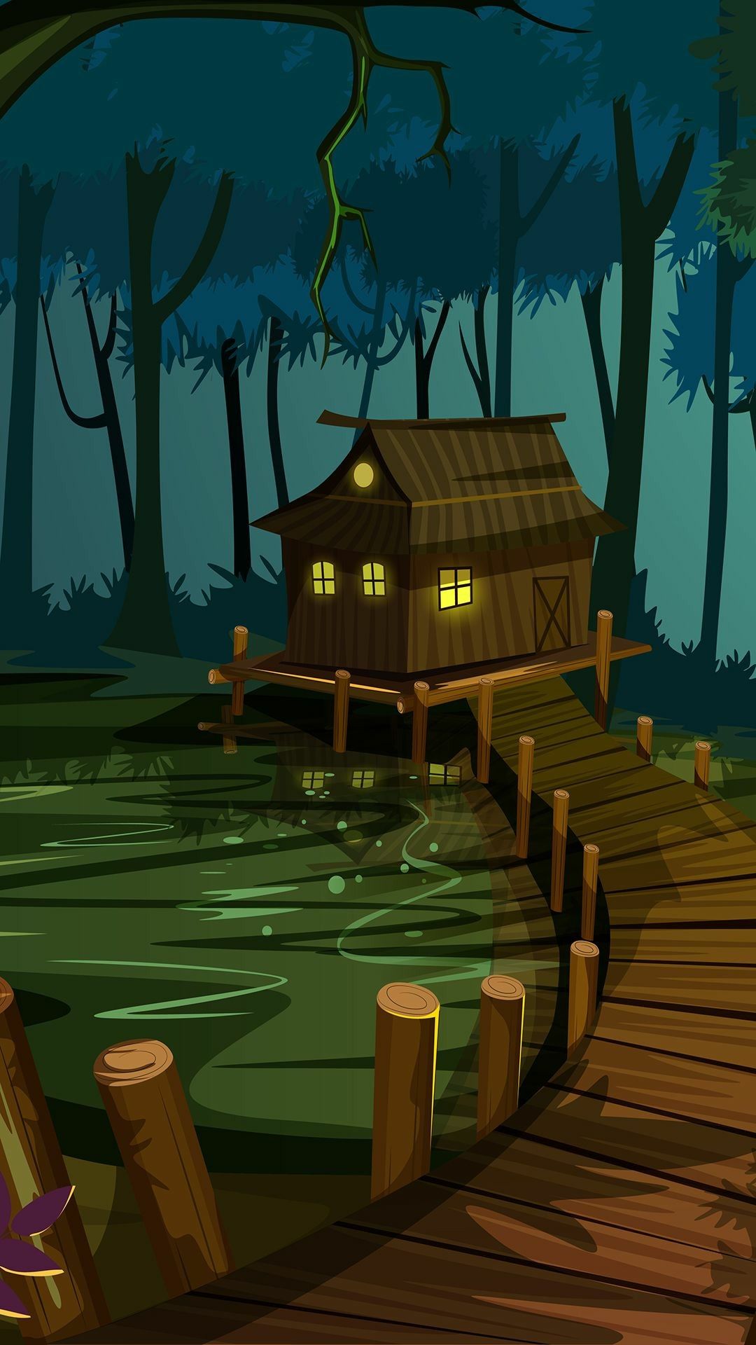 Shack In The Swamp Bayou House Cartoon Forest And With A