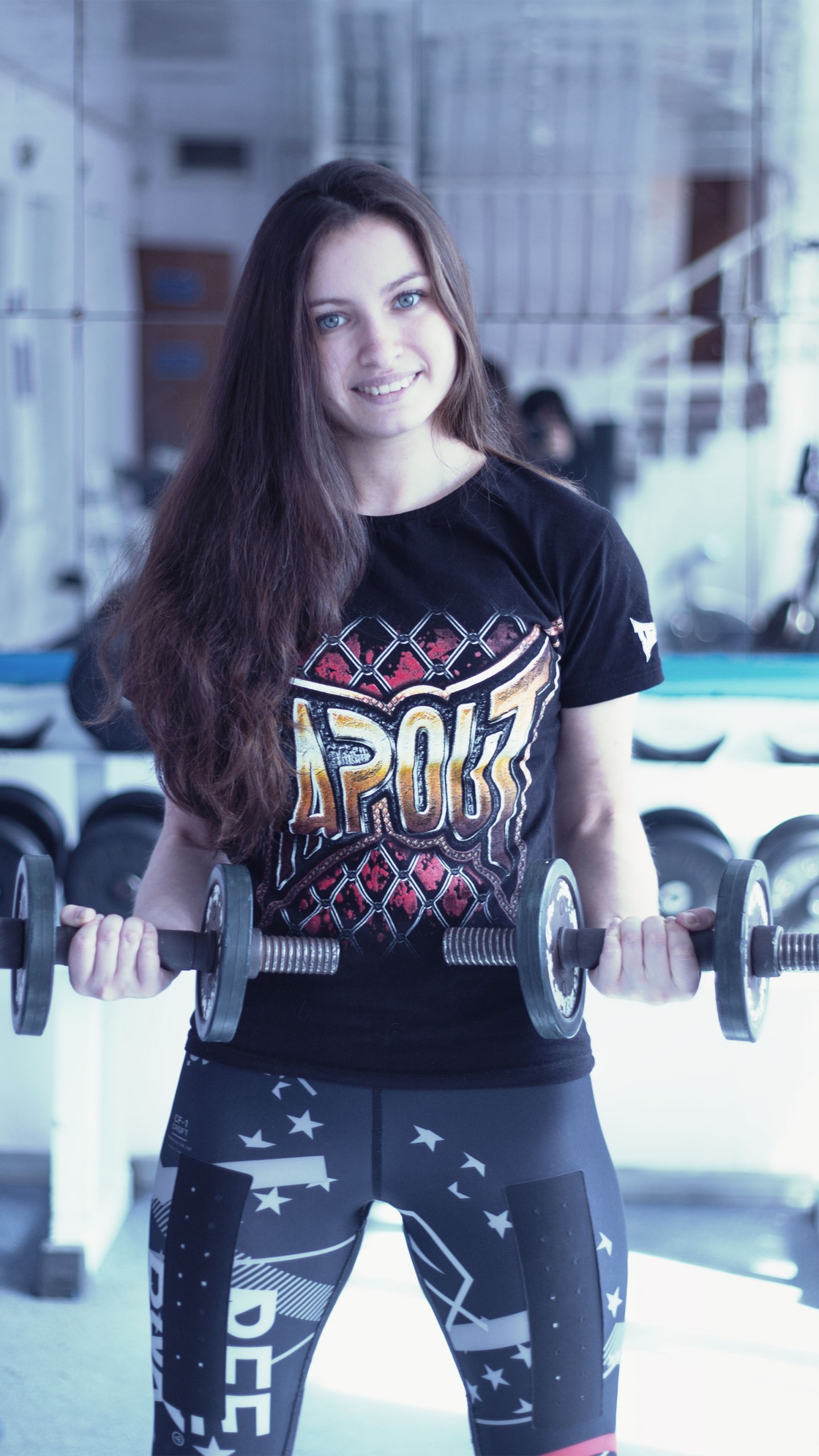 Wallpaper Girl Fitness Exercise Gym Dumbbells Workout