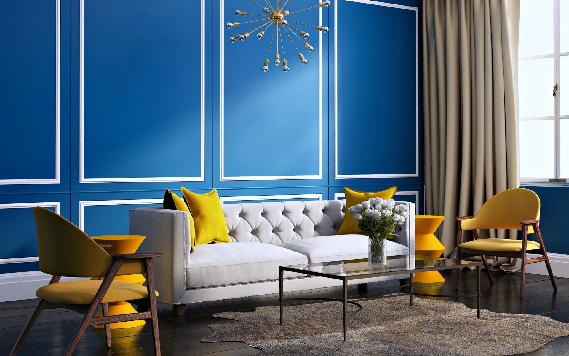 Elegant Blue Room Decor Wallpaper
