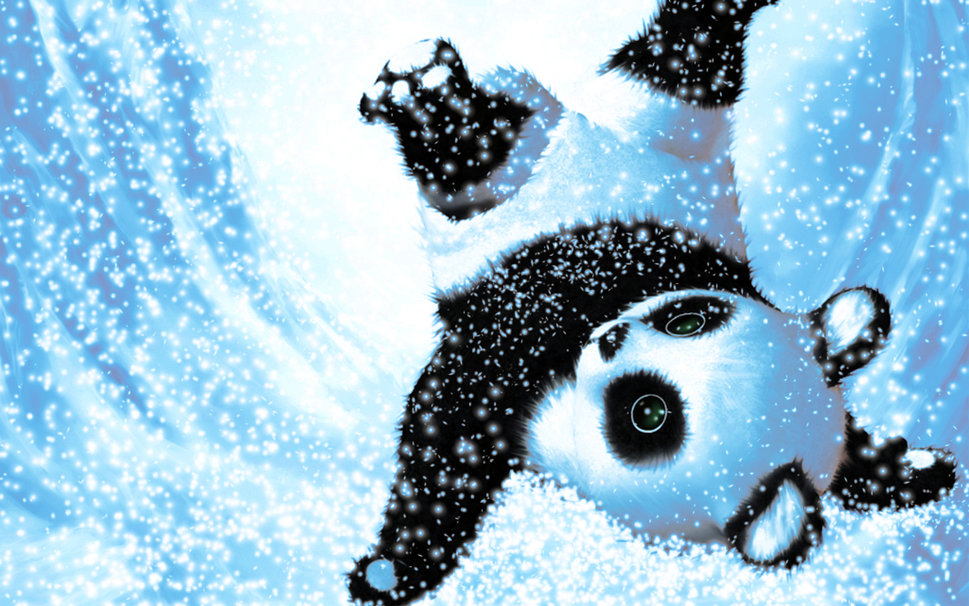 Schattig Sneeuw Panda Wallpaper