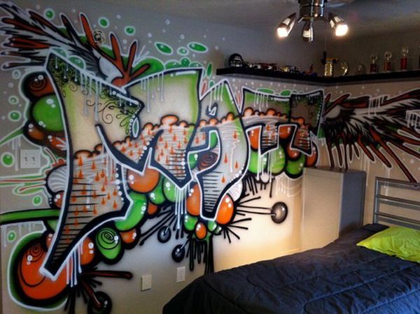 Hip Hop Brush Graffiti Bedroom Murals Kid S Room