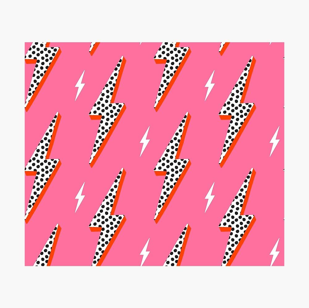 Lightning bolt thunder flash preppy pink Metal Print for Sale by