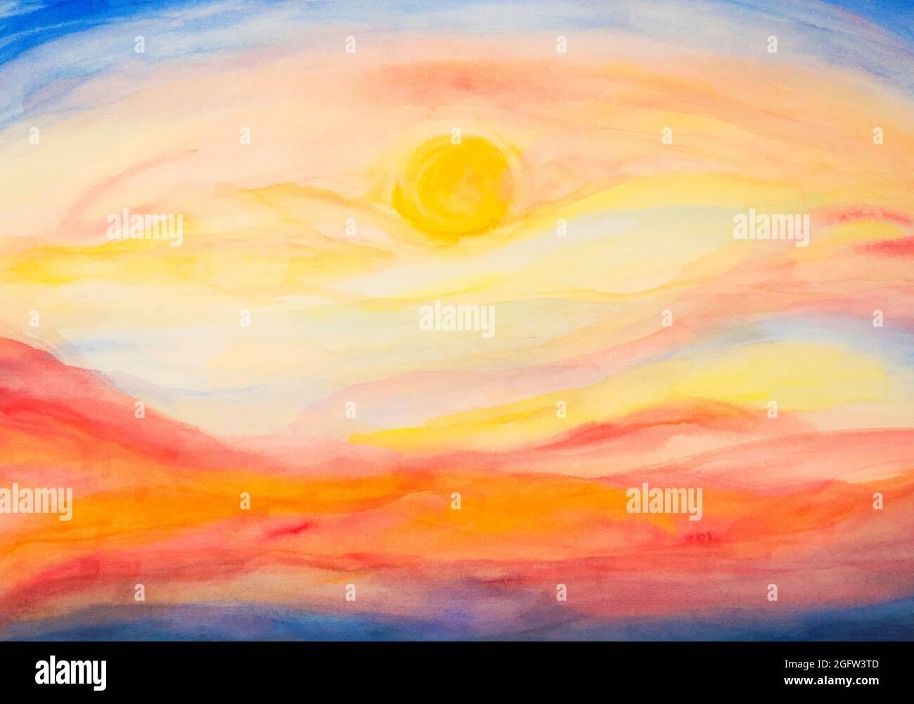 Bright Colorful Abstract Sunset Or Sunrise Sky Wallpaper
