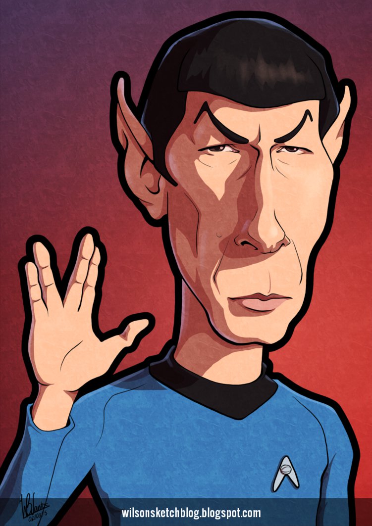 Leonard Nimoy Spock Cartoon Caricature By Wilson Santos On