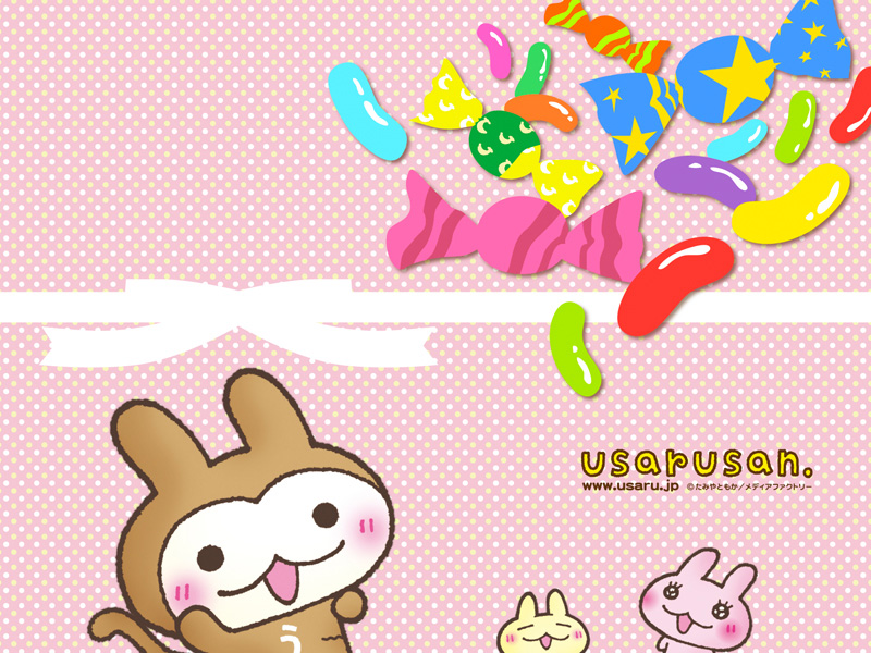 Cute Usarusan Wallpaper With Pink Background White Dotts Get