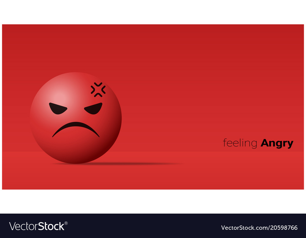 Emotional background with angry red face emoji Vector Image