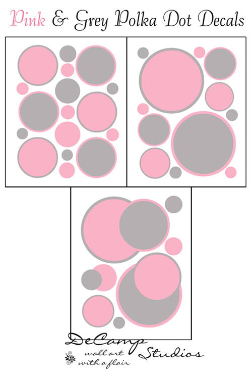 🔥 Free download Pink Grey Polka Dot Wall Art Decals Baby Girl Nursery