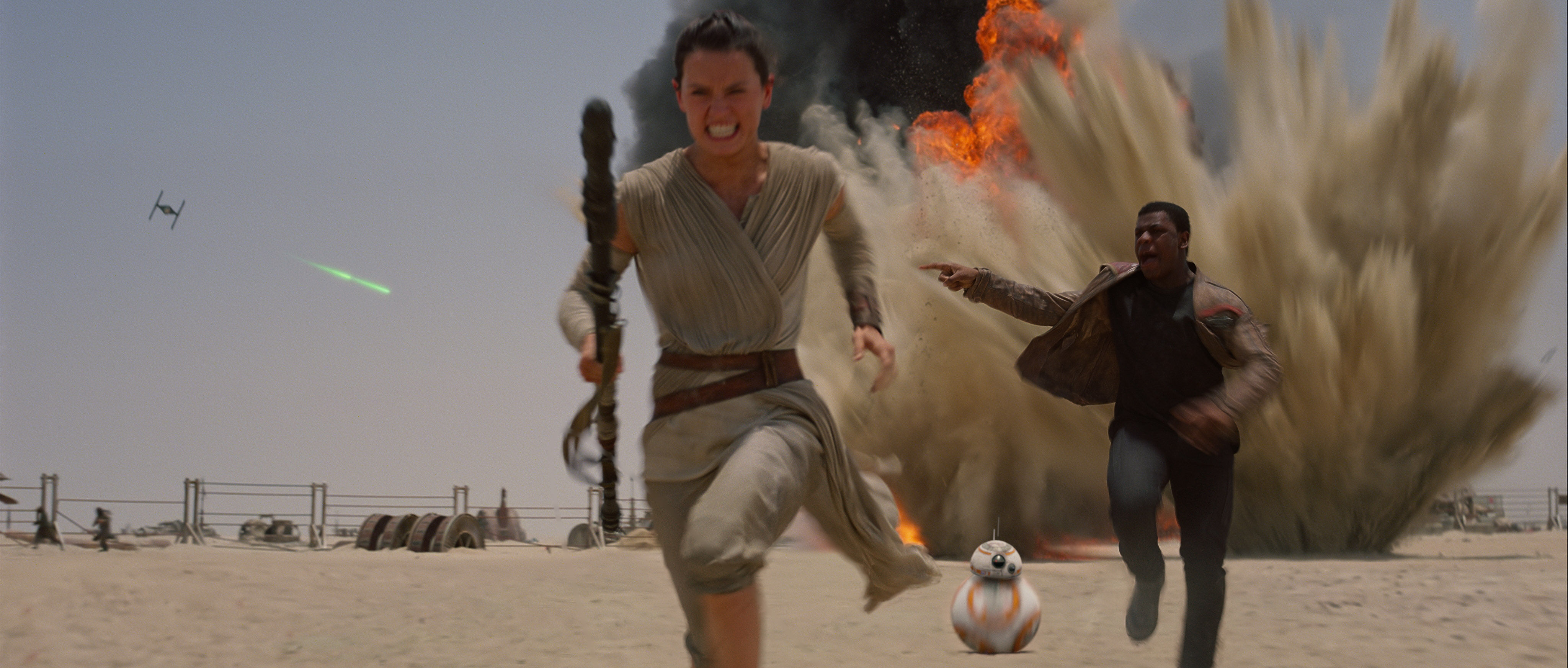 Finn Rey Explosions Wide Star Wars The Force Awakens