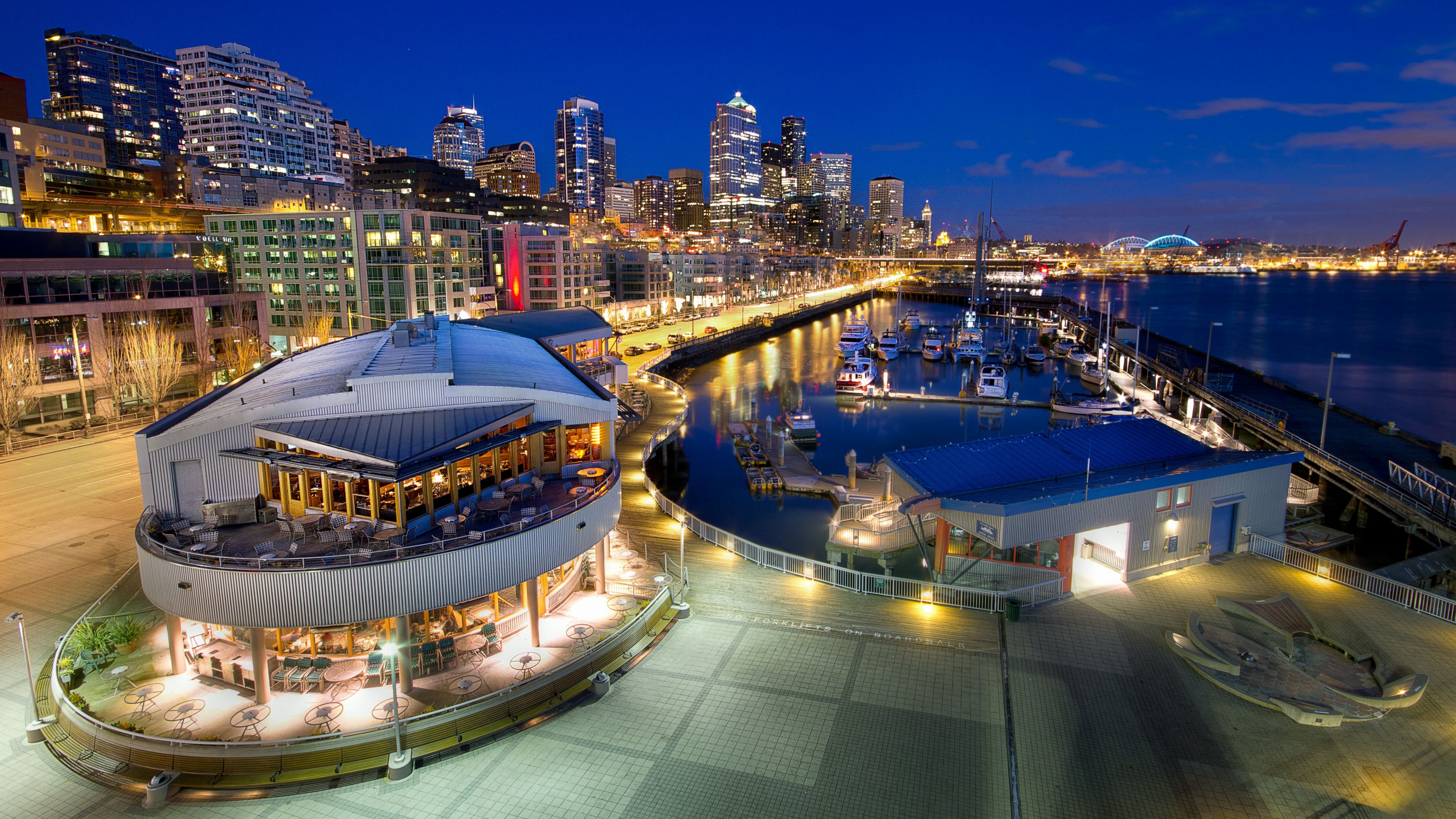 Ultra HD Wallpaper Seattle Promenade Pier Night City
