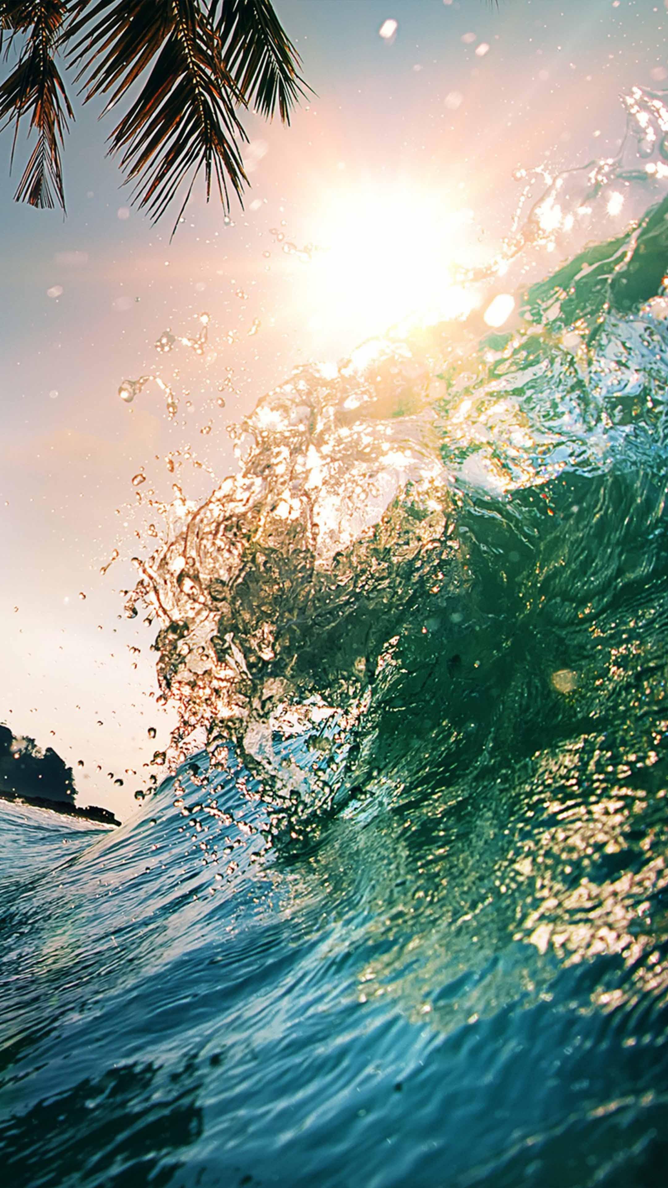 Ocean Waves Sun 4K Ultra HD Mobile Wallpaper