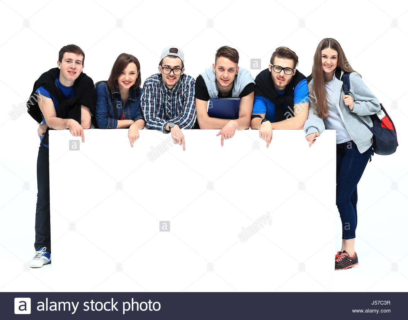 Full Length Portrait Of Confident College Students Displaying