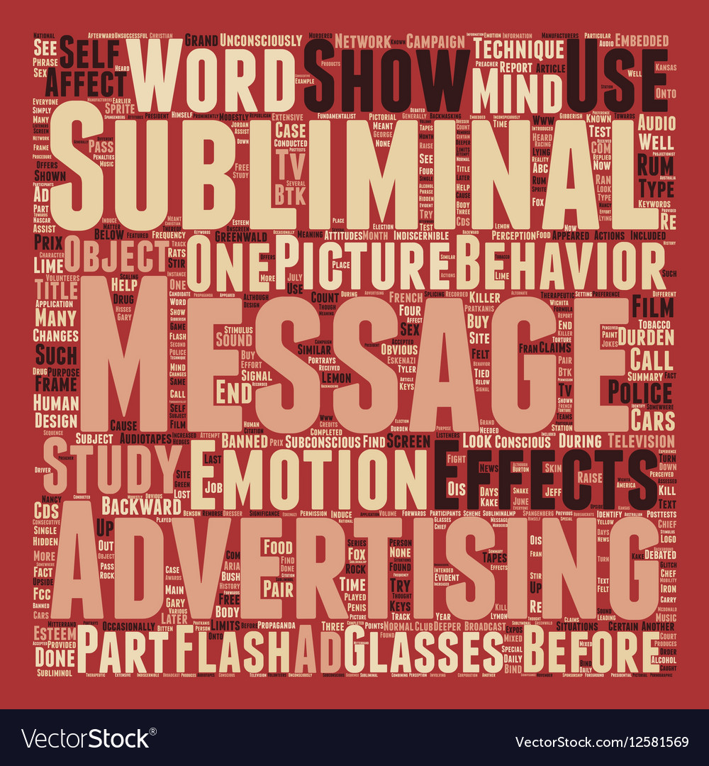 Subliminal Messages Text Background Wordcloud Vector Image