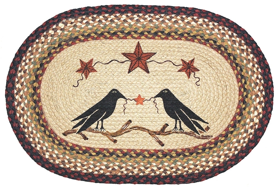 Crows And Barn Stars Primitive Braided Rug Country Decor X