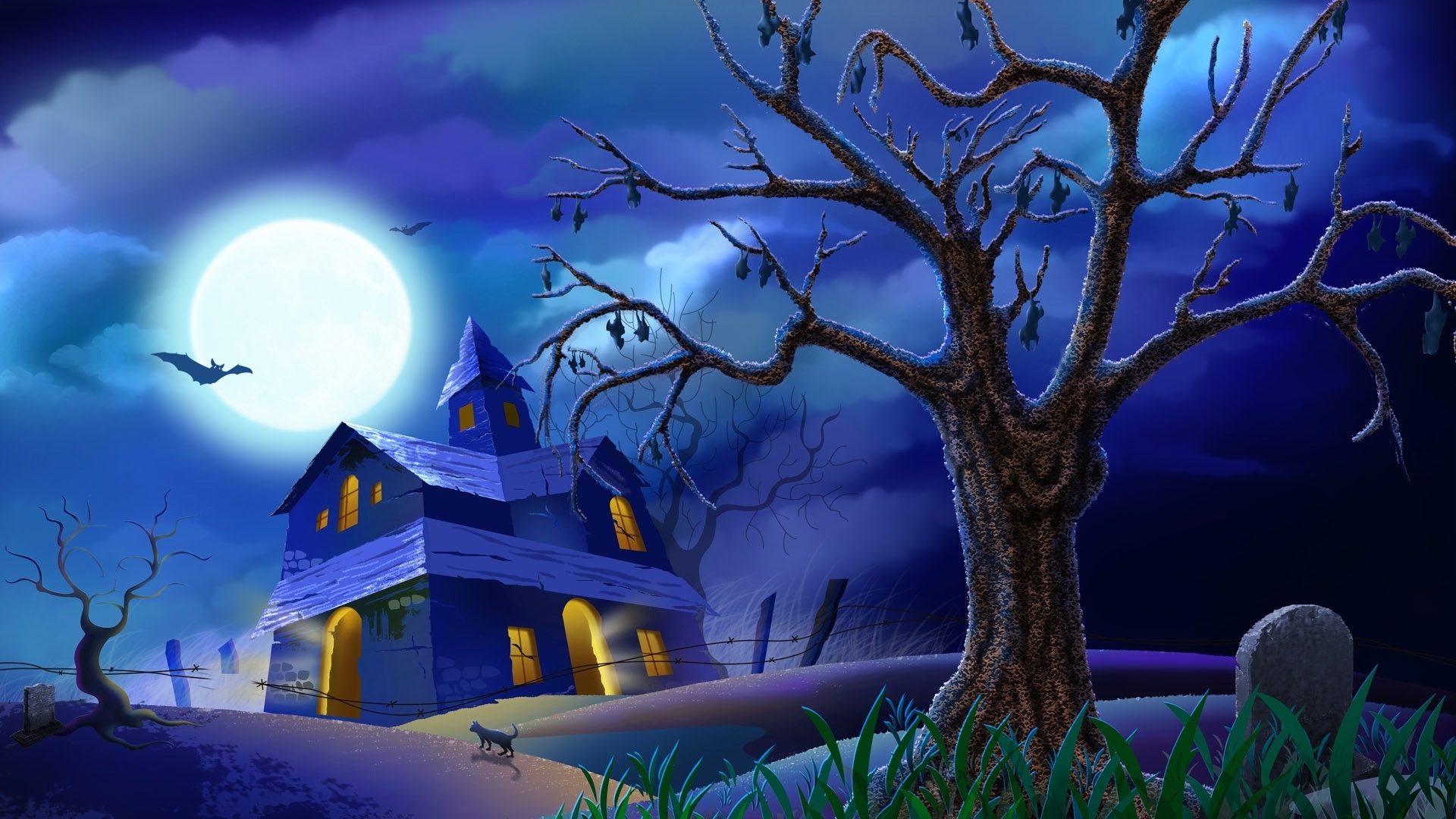 Blue Halloween Night For X HDtv 1080p Resolution