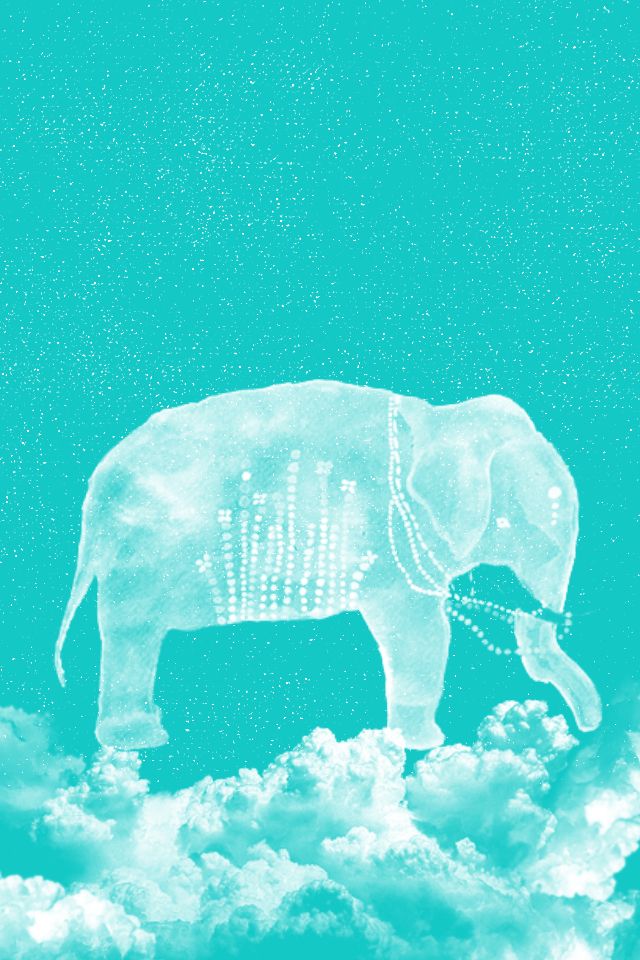 Wallpaper Blue Cute Elephant Clouds iPhone