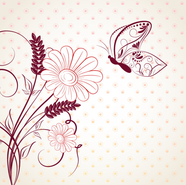 Drawing Cute Abstract Floral Background Beautiful Flowers