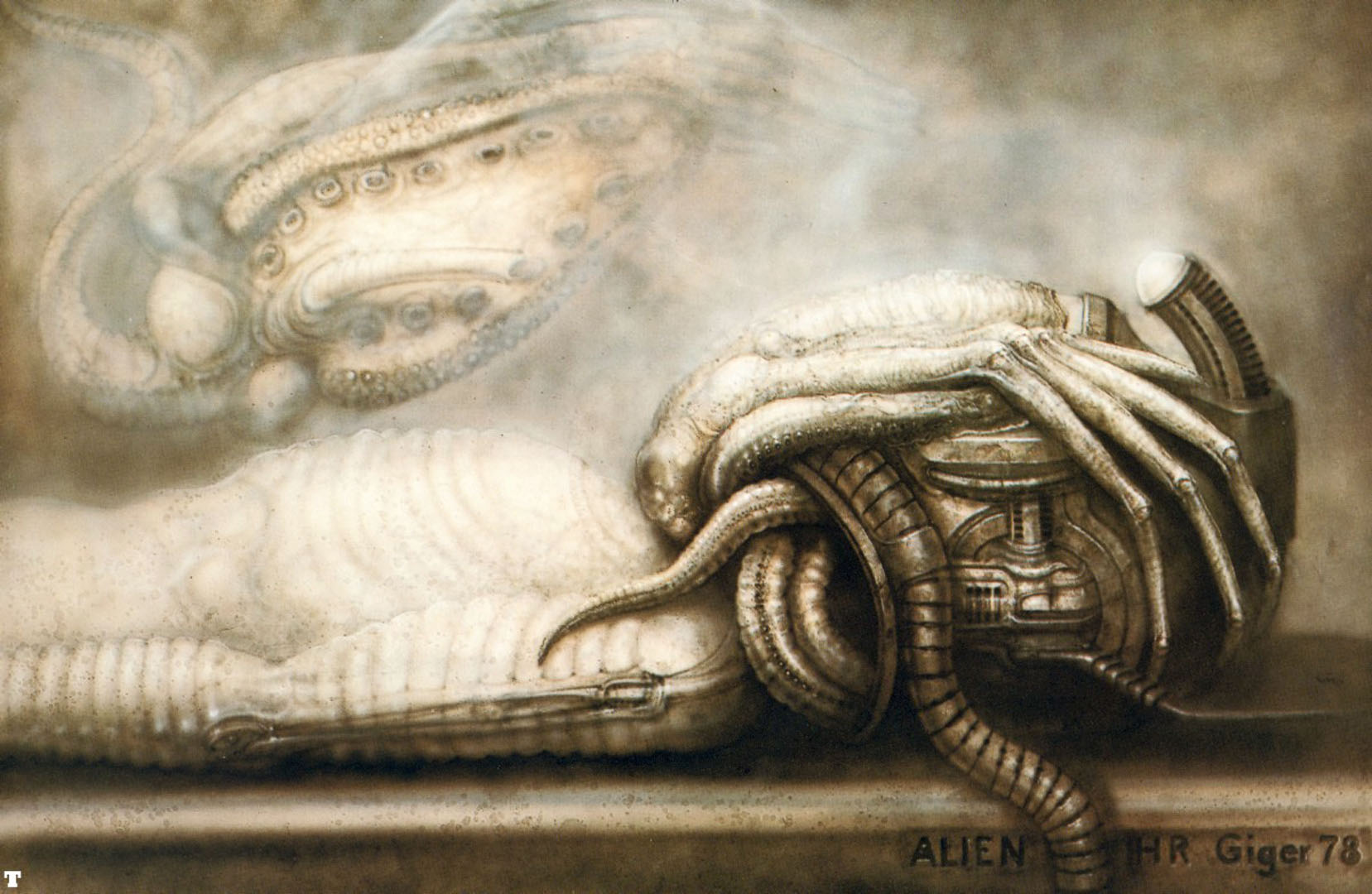 Facehugger Iii A Surrealist Hr Giger Art Wallpaper