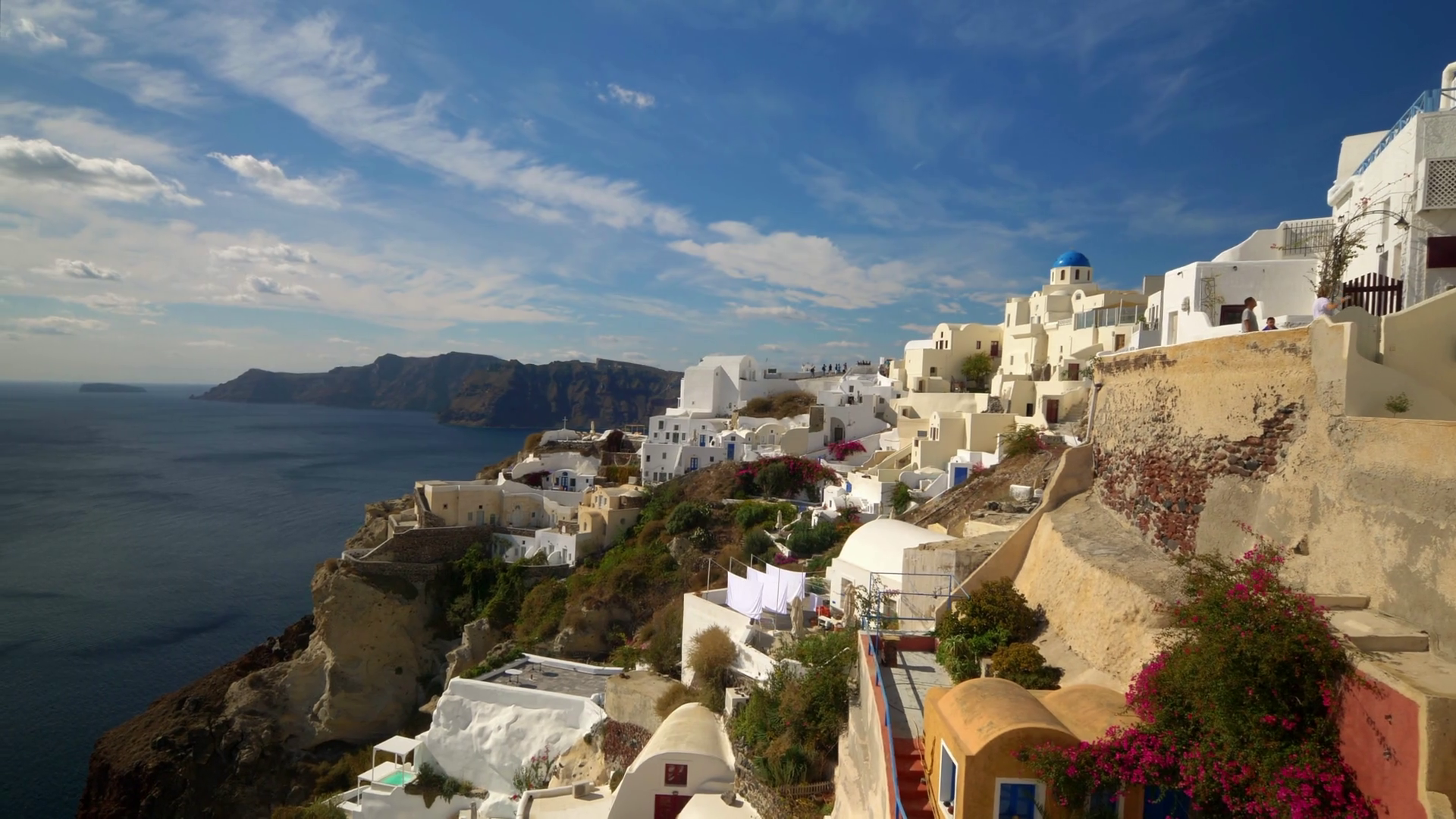 Cliffside Town Of Oia On Santorini Island Greece Stock Video