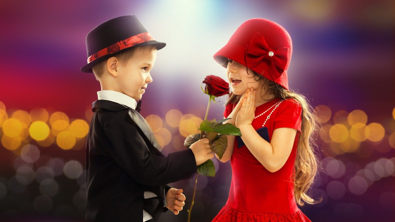 Wallpaper Valentine S Day Love Couple Rose Boy