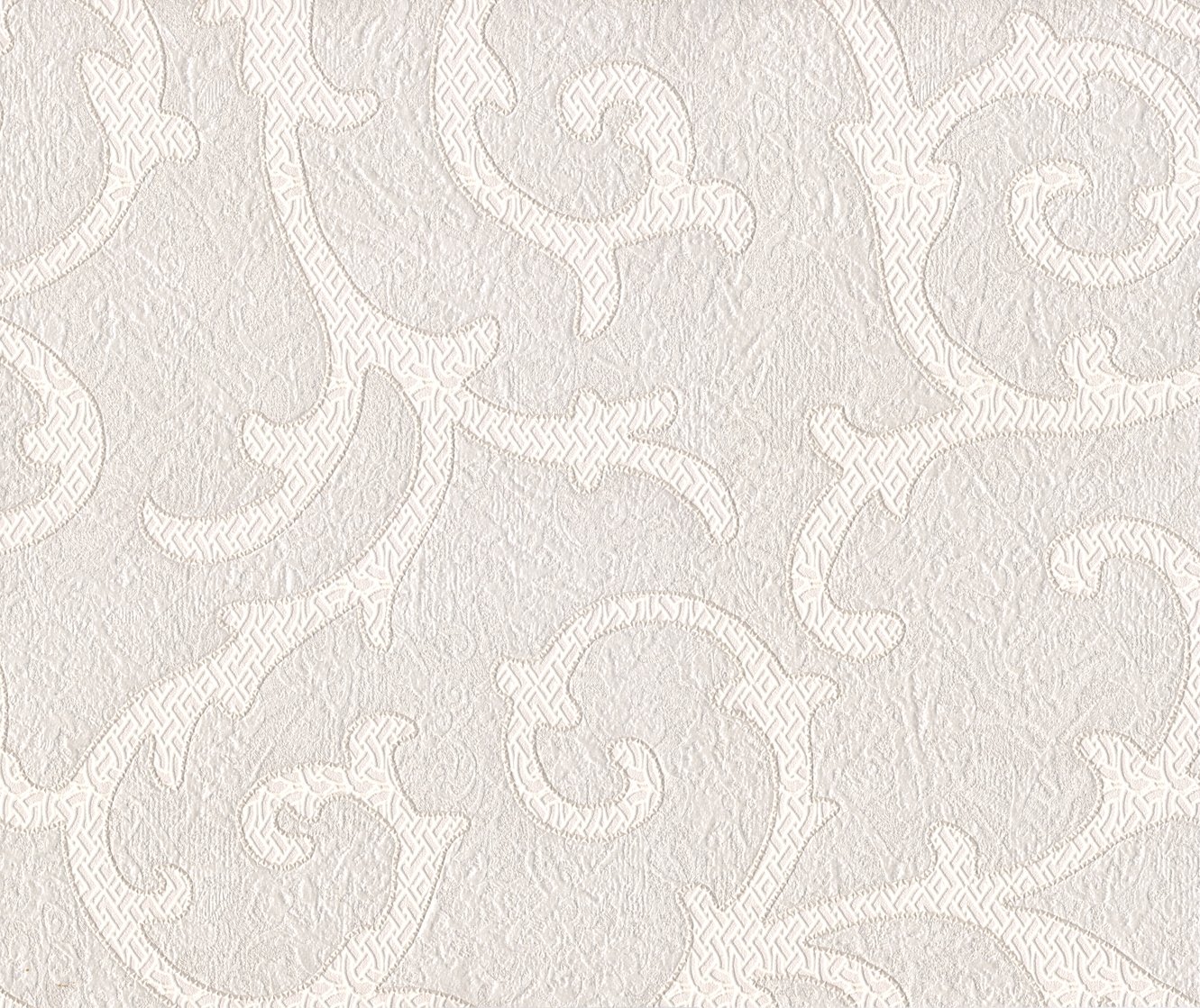 Silver And White Wallpaper Rosalyn Scroll