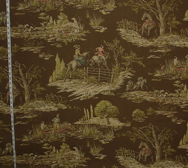 Horse Riding Fabric Equestrian Brown Toile Victorian From Brick House