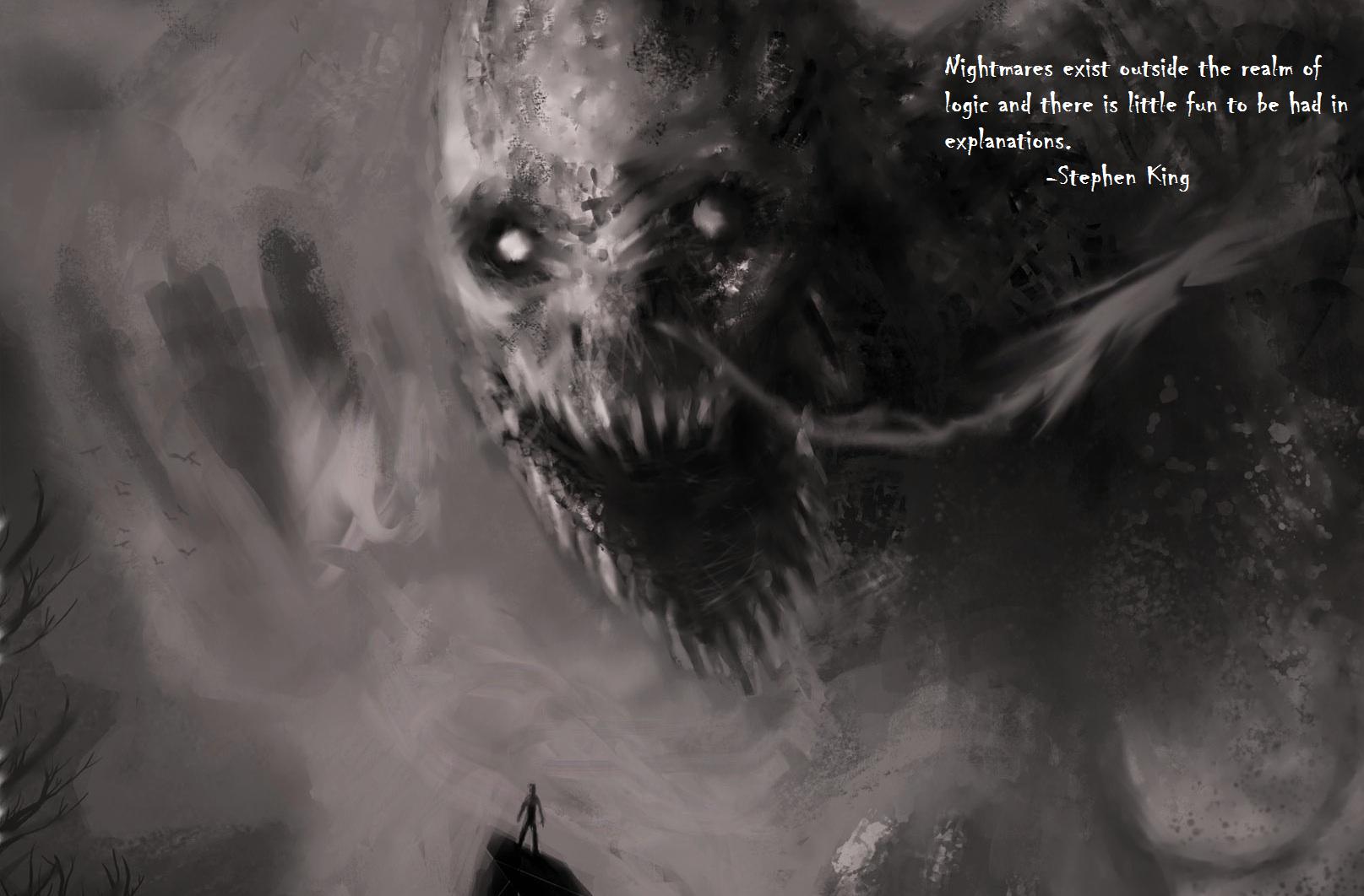 Monster Creepy Logic Stephen King Bw Text Horror Wallpaper Background