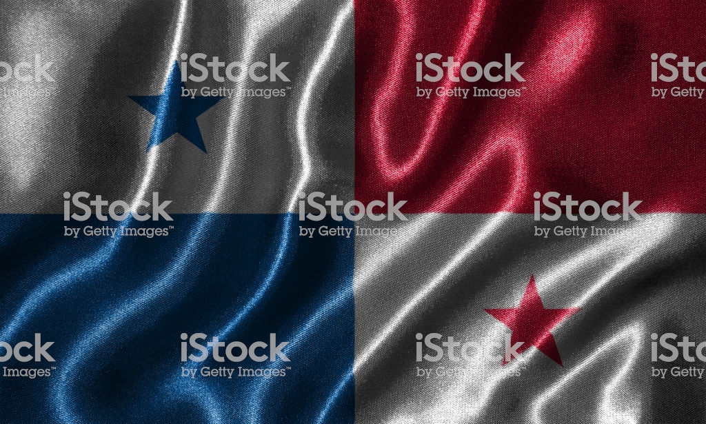 Wallpaper By Panama Flag And Waving Fabric Stock Photo
