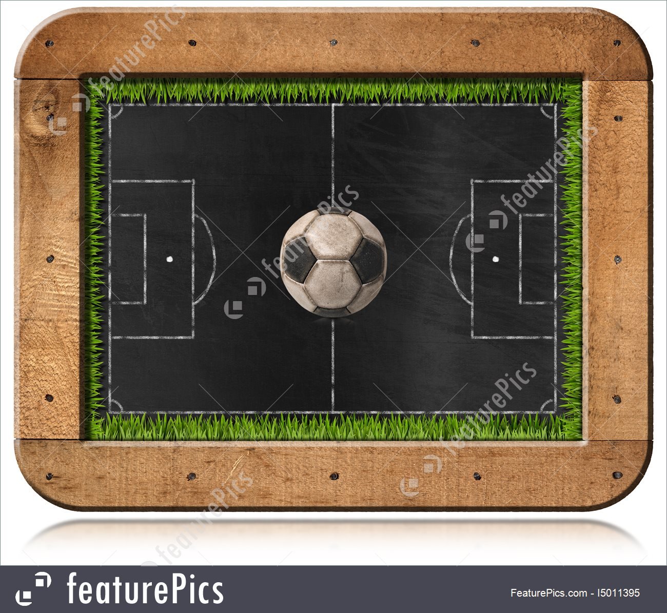 Sport Games Blackboard With Football Field And Ball   Stock