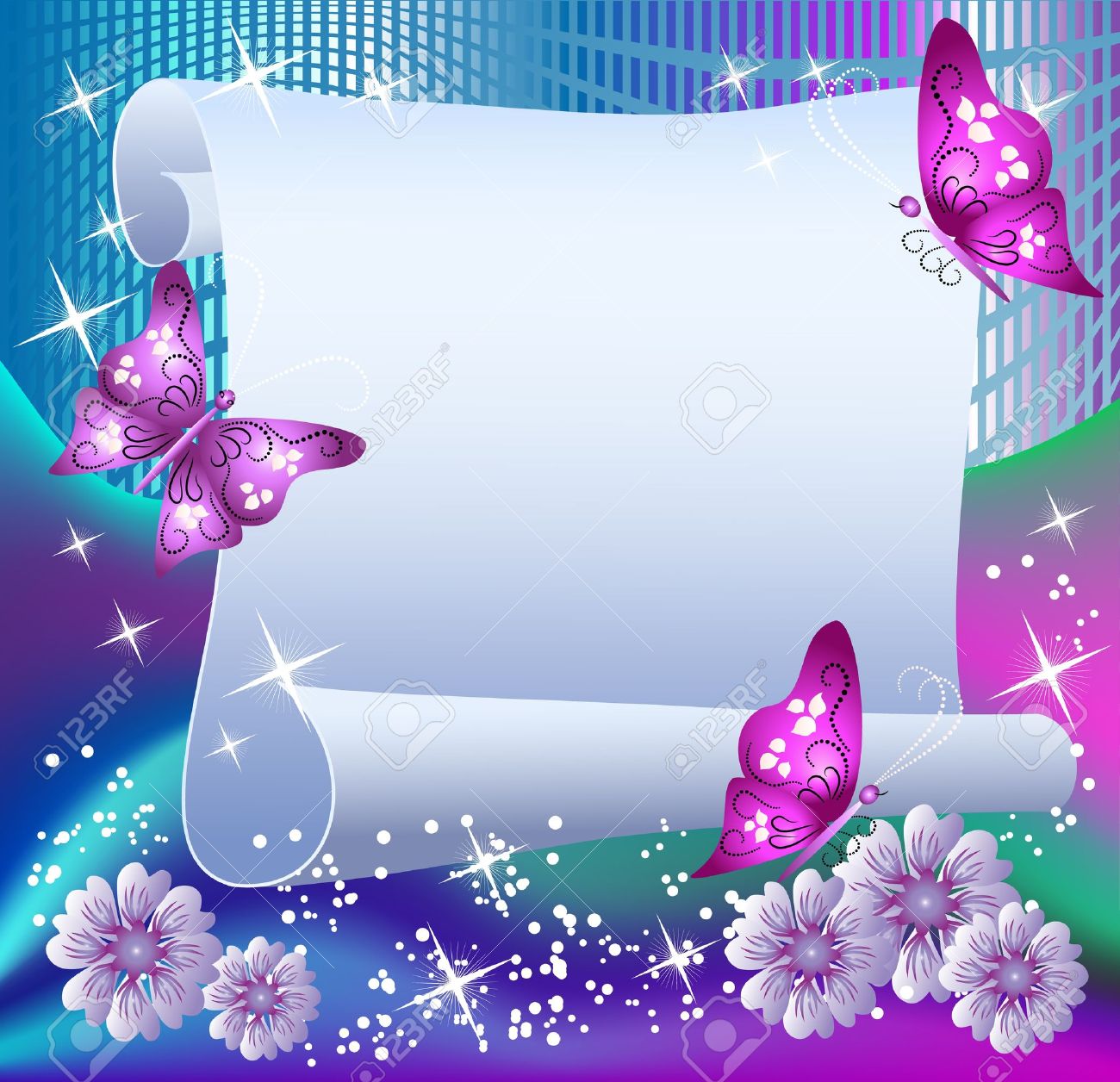 Magic Background With Paper Butterflies And A Place For Text
