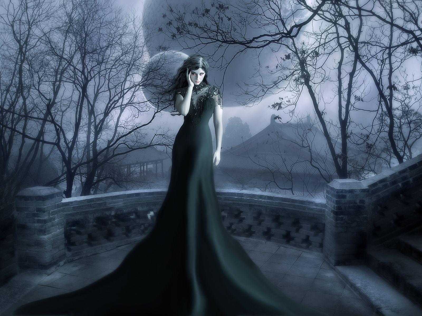 Colded Art Beautiful Black Dress Blue Dark