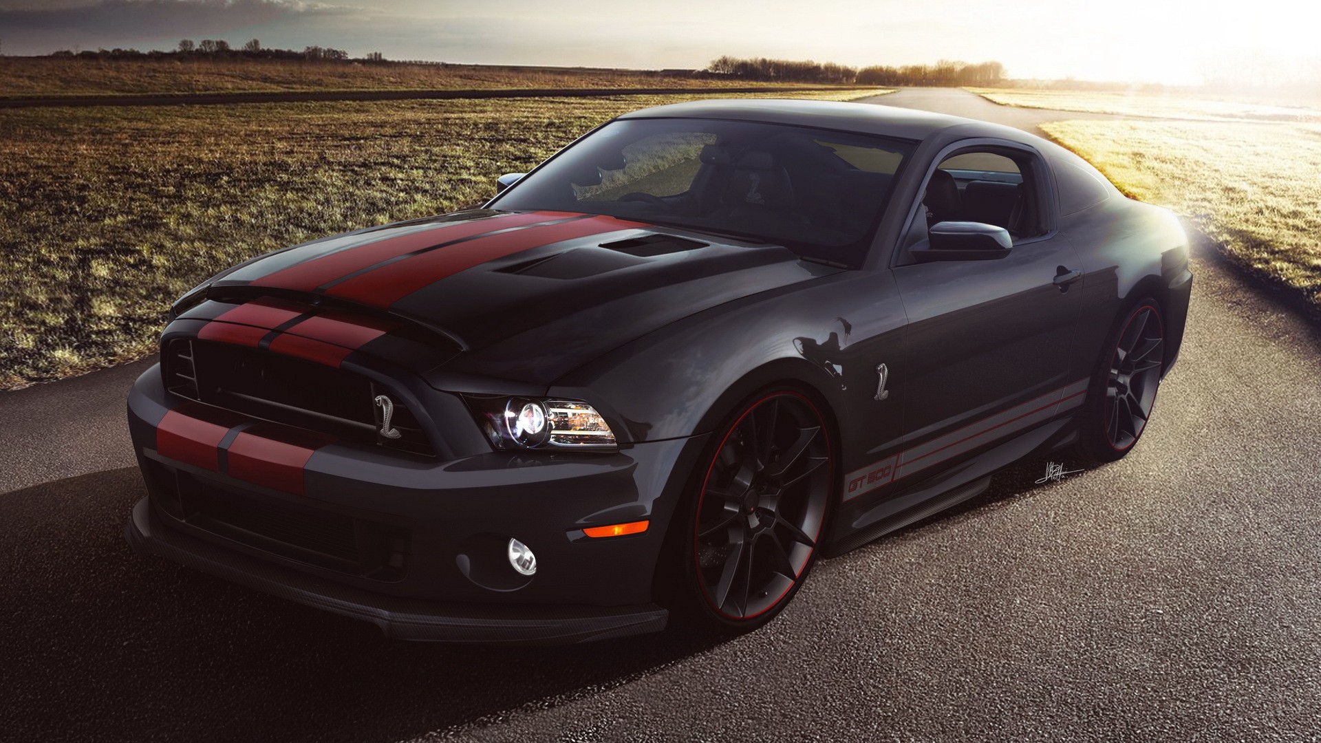 Roads Black Cars Ford Mustang Shelby Gt500 Fresh New HD Wallpaper