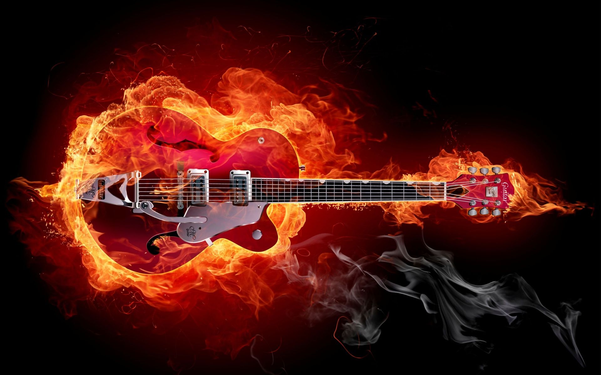 Burning Abstract Guitar Wallpaper Notes Of Music Desktop