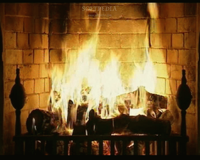 burning fireplace screensaver