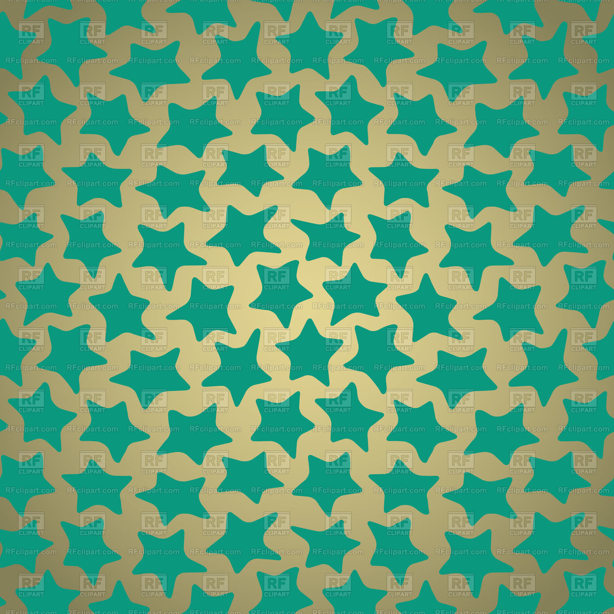 Seamless Starry Pattern With Green Stars On Goldish Background