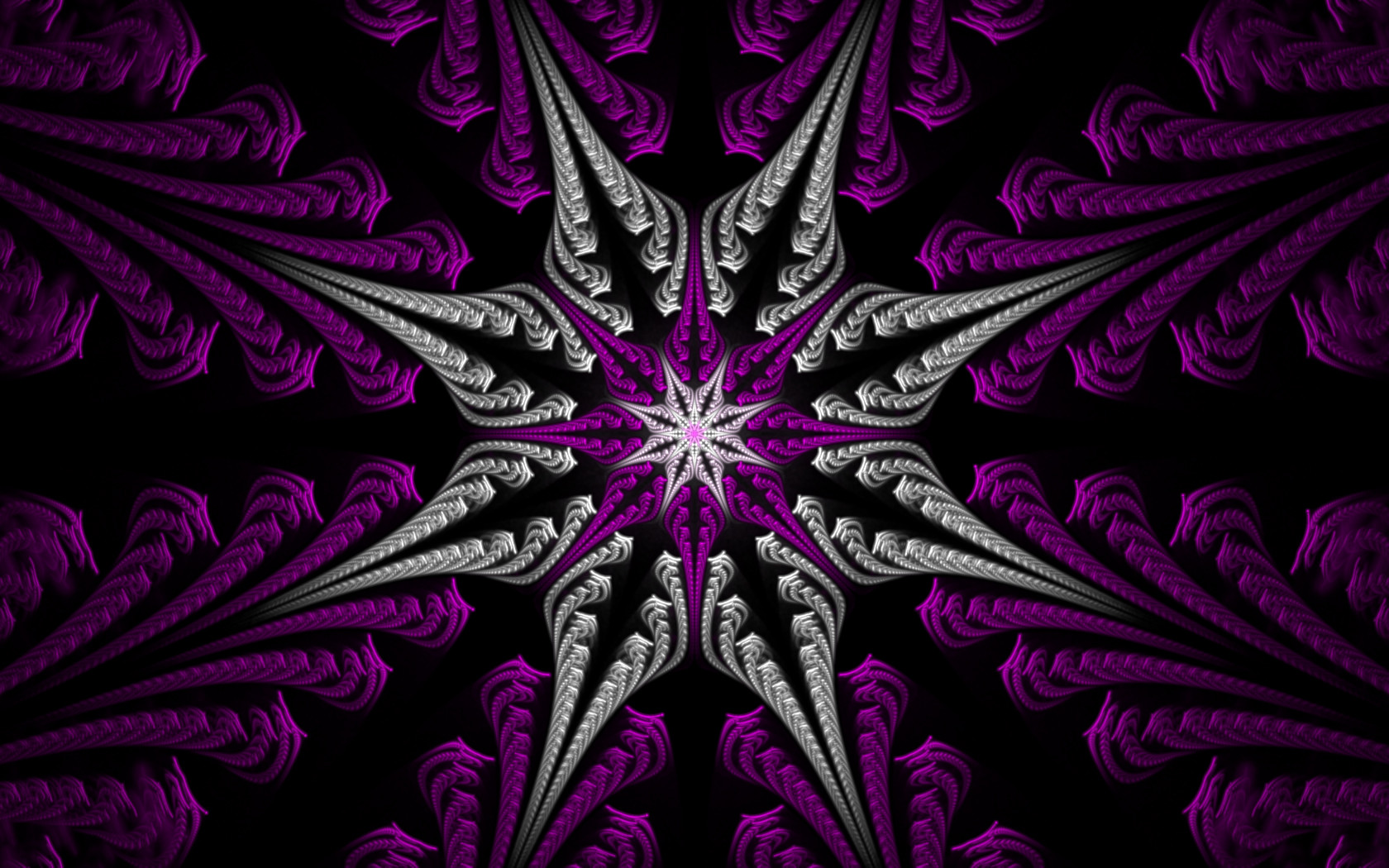 Fractal Star Purple Silver Wallpaper