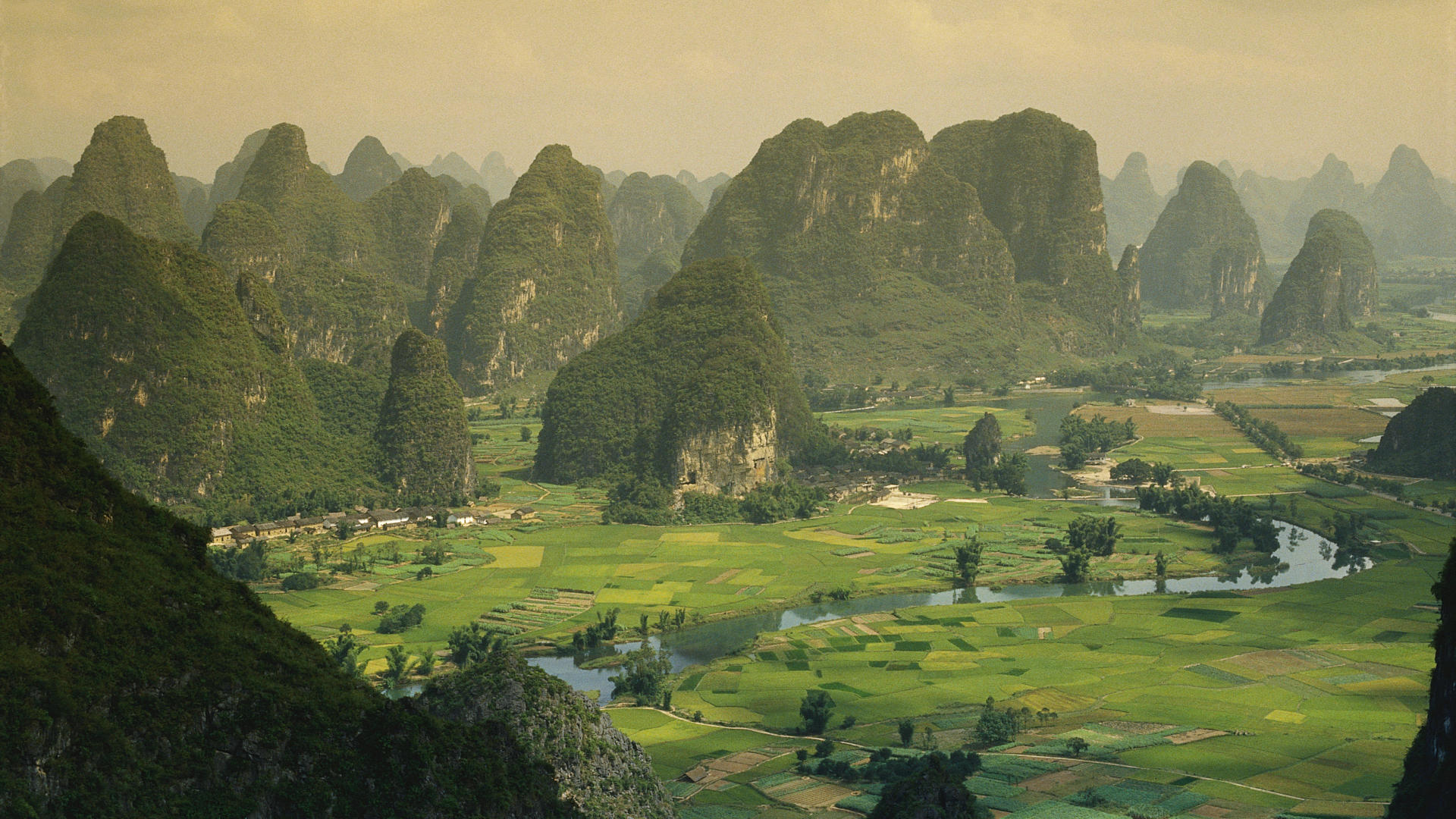 Wallpaper Green Mountains China Guangxi Landscape