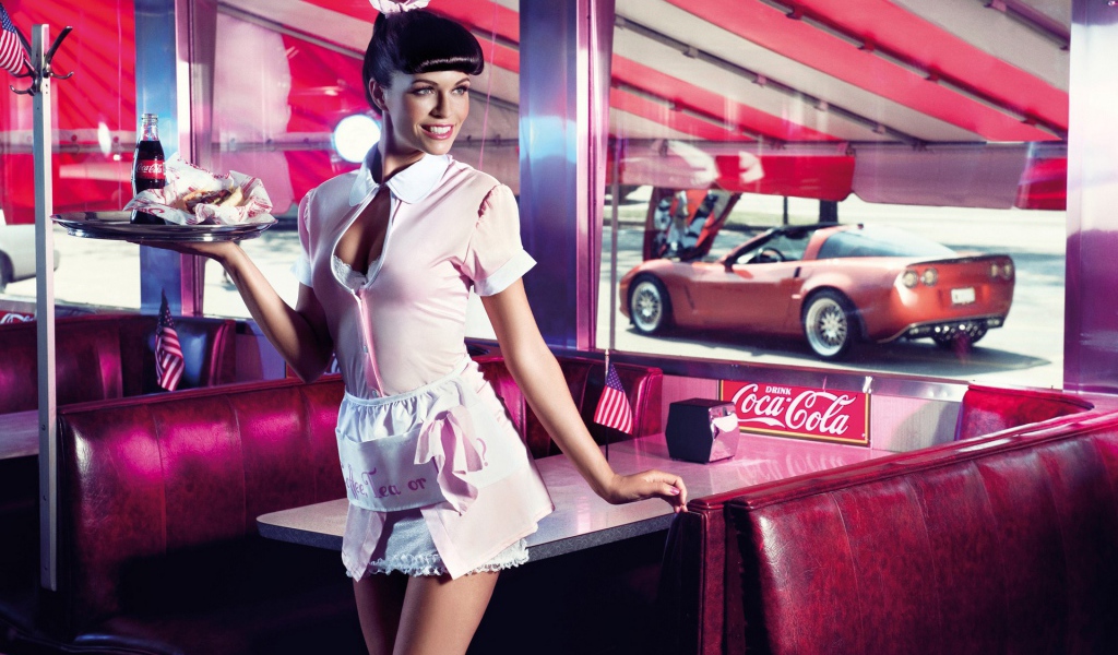 Girl With Coca Cola Desktop Wallpaper