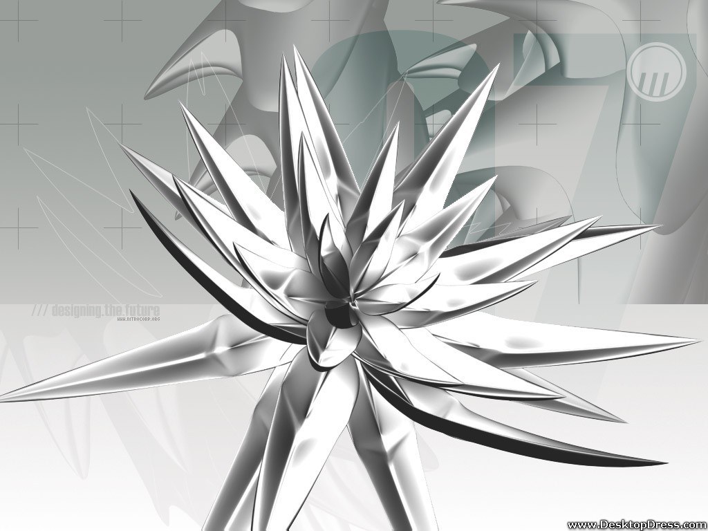 Wallpaper 3d Digital Art Background Silver Flower