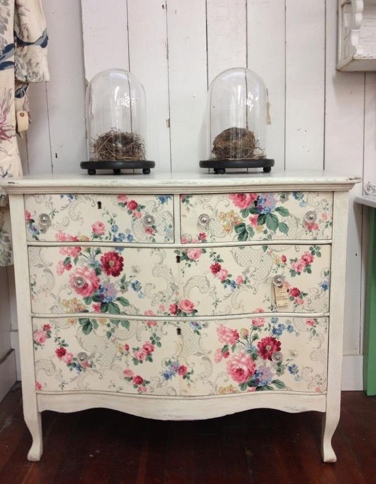 Dresser With Vintage Wallpaper Drawers A Ideasforho Me