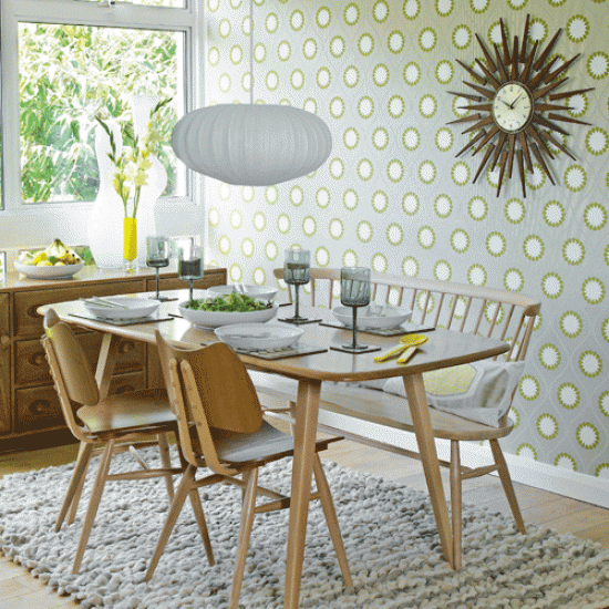 Retro Geometric Wallpaper Dining Room Ideas Housetohome