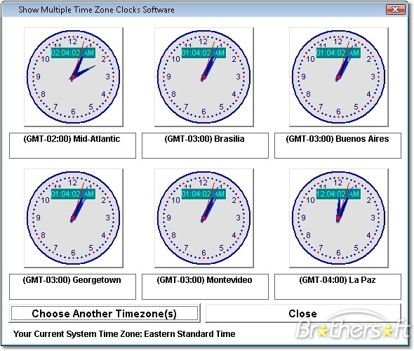 Time Zone Clocks Software Show Multiple
