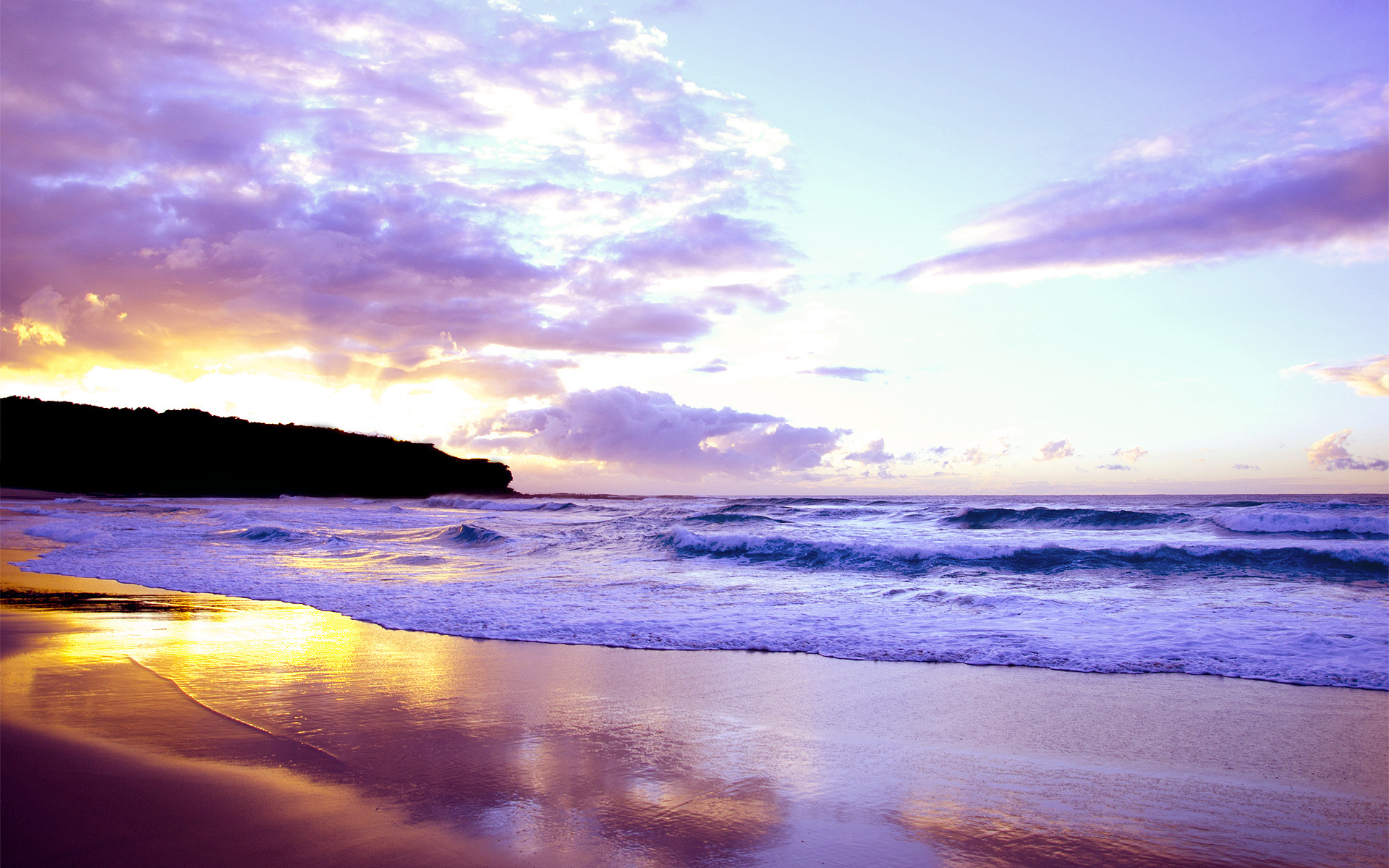 Beach Sunset Waves Beautiful Wallpaper iPhone