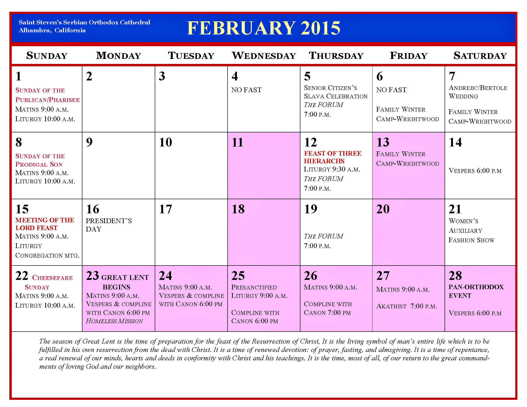 February Calendar Desktop