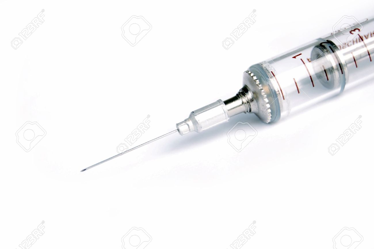 Hypodermic Needle On White Background Ampula Anesthetic