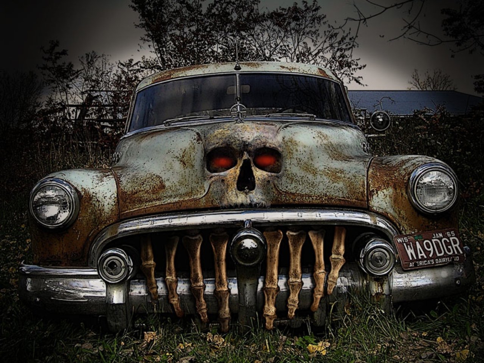 Death Car In The Ghost City HD Desktop Wallpaper Rewallpaper