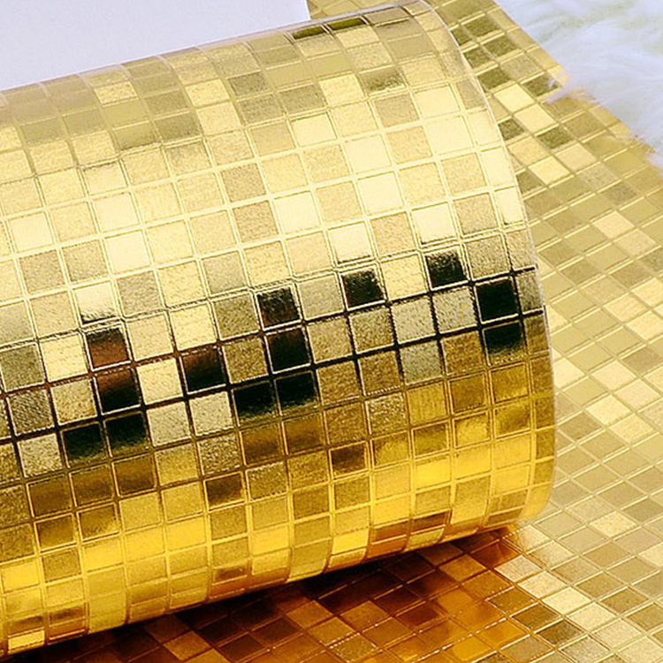 Wallpaper Modern Three Dimensional Simulation Mosaic Gold And Silver